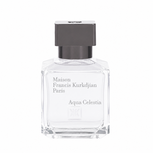 Maison Francis Kurkdjian Aqua Celestia – clean musky citrus fragrance in icy blue bottle with silver cap. 71ml