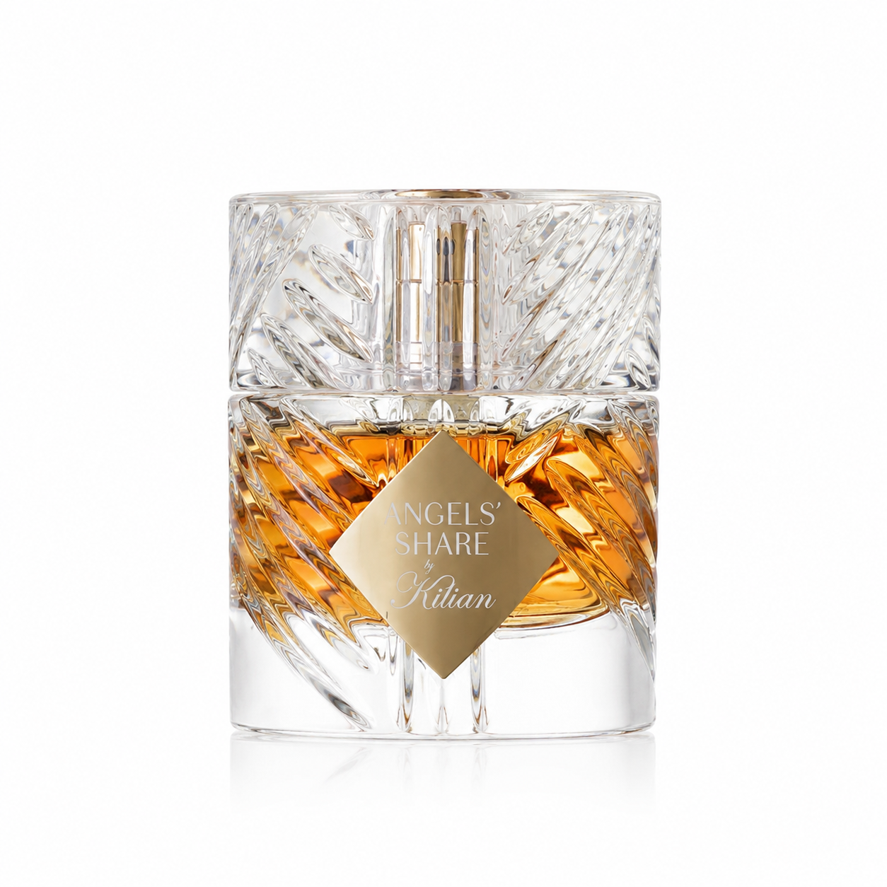 Kilian Angels’ Share – rich boozy amber scent in luxurious whiskey glass-inspired bottle with golden tones. 50ml