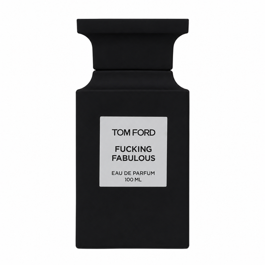 Tom Ford Fucking Fabulous – bold leather and almond scent in matte black bottle with white label. 100ml