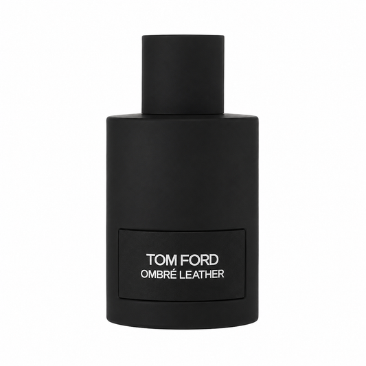 Tom Ford Ombre Leather – bold leather and floral fragrance in matte black cylindrical bottle. 100ml