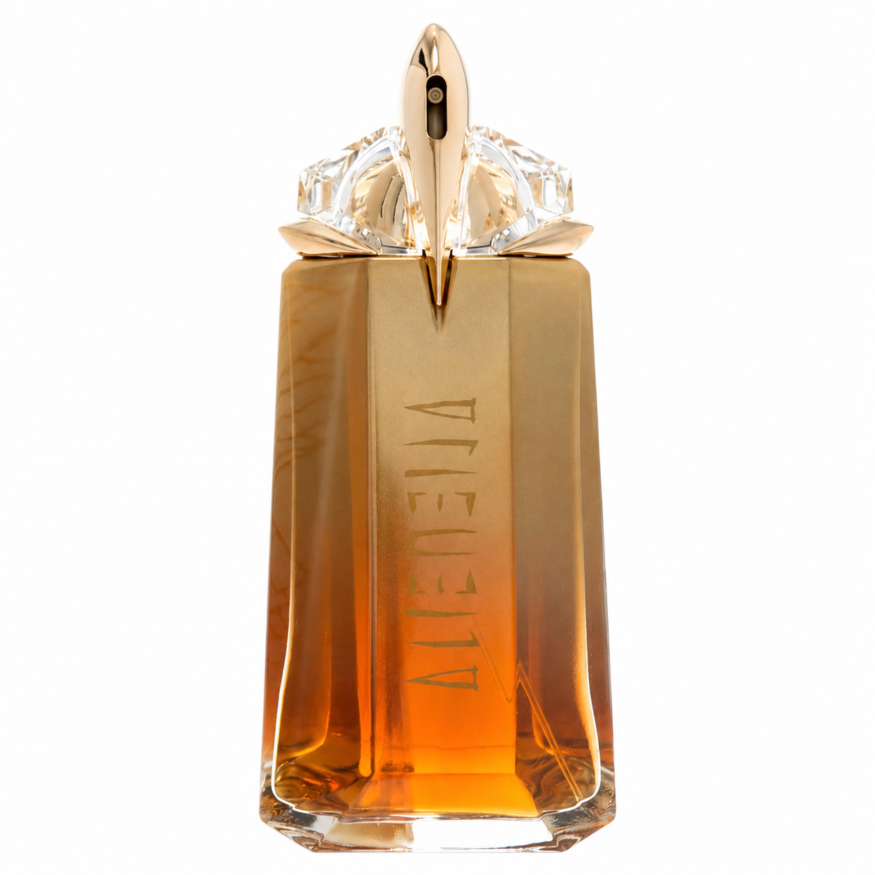 Mugler Alien Goddess Intense – deeper solar floral scent in radiant golden gradient bottle. 90ml