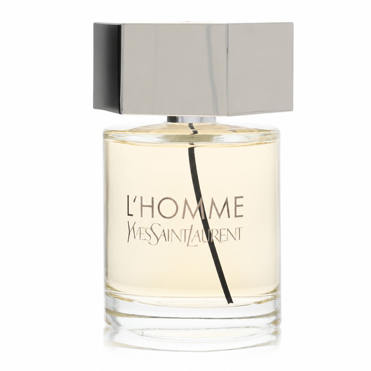 YSL L’Homme – sophisticated fresh woody scent in clear glass bottle with metallic hexagon cap 100ml