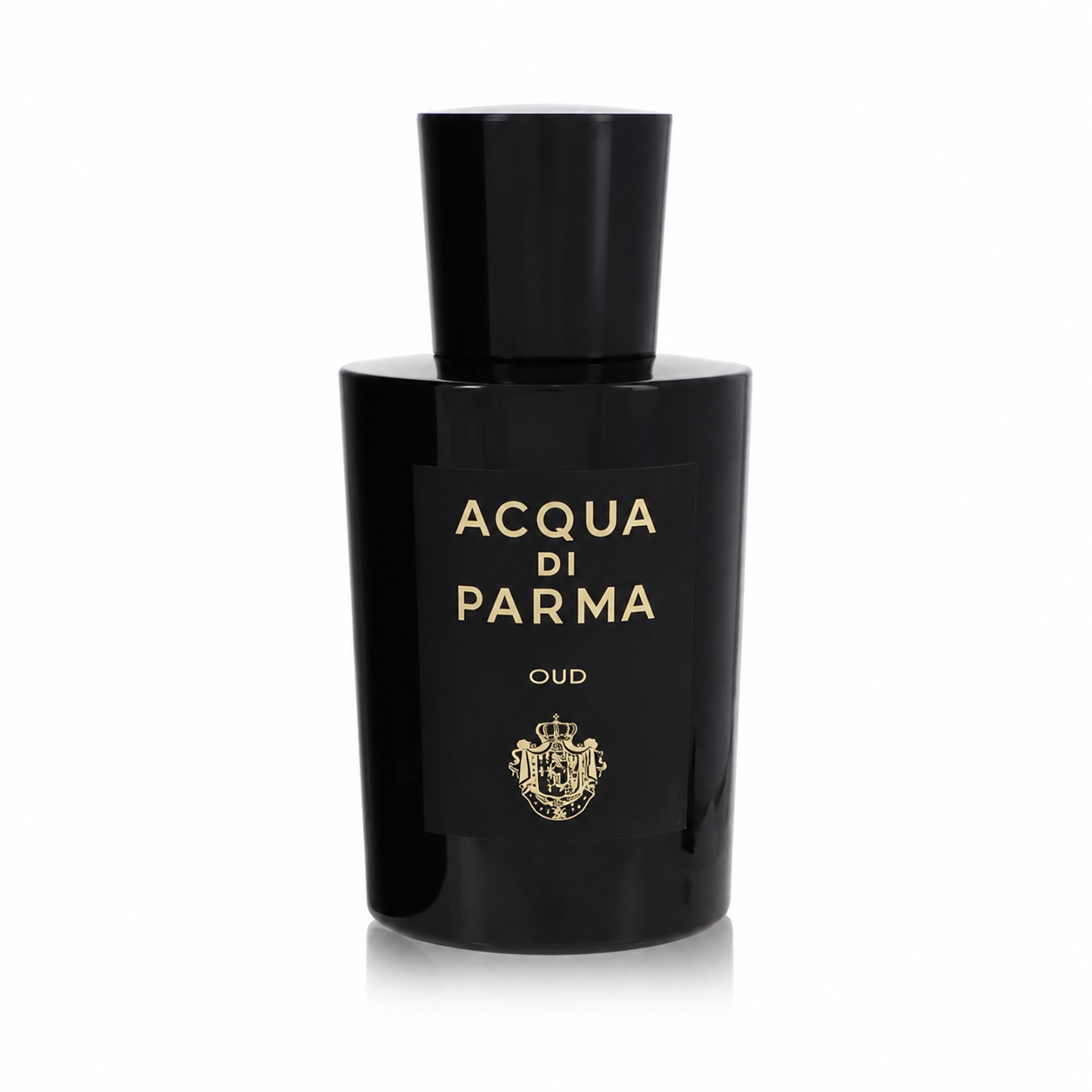 Acqua di Parma Oud – luxurious woody oud fragrance in sleek black bottle with gold label. 100ml