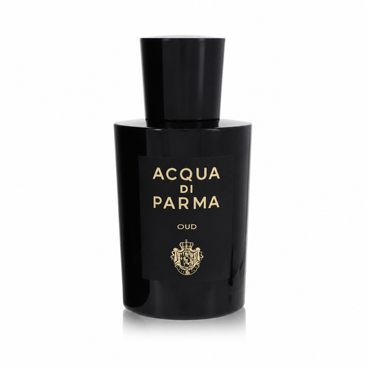Acqua di Parma Oud – luxurious woody oud fragrance in sleek black bottle with gold label. 100ml