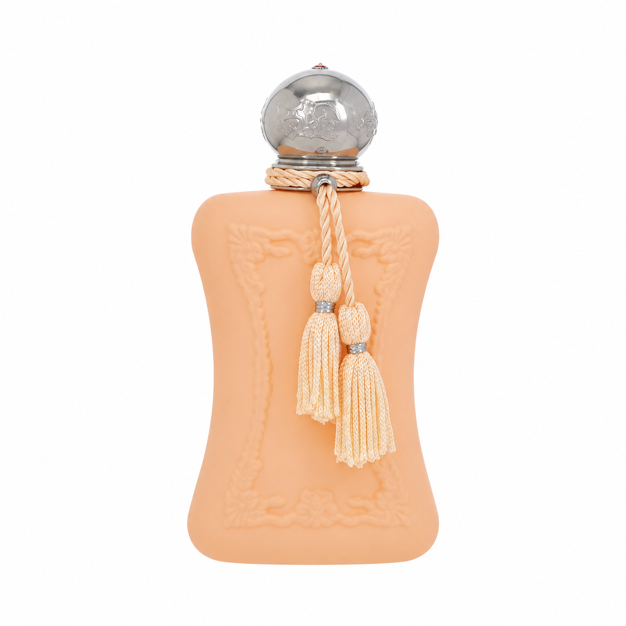 Parfums de Marly Cassili – creamy peach floral fragrance in soft coral pink bottle with silver accents. 75ml