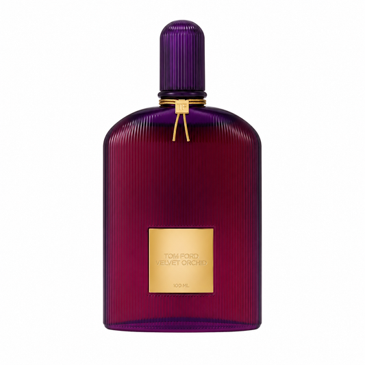 Tom Ford Velvet Orchid – rich floral oriental scent in deep purple ribbed bottle with gold detailing. 100ml