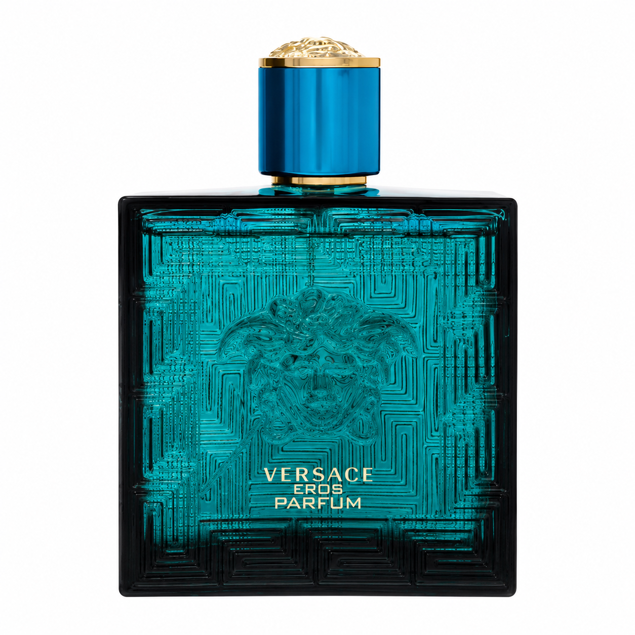 Versace Eros Parfum – refined woody oriental fragrance in luxurious black and gold bottle. 100ml