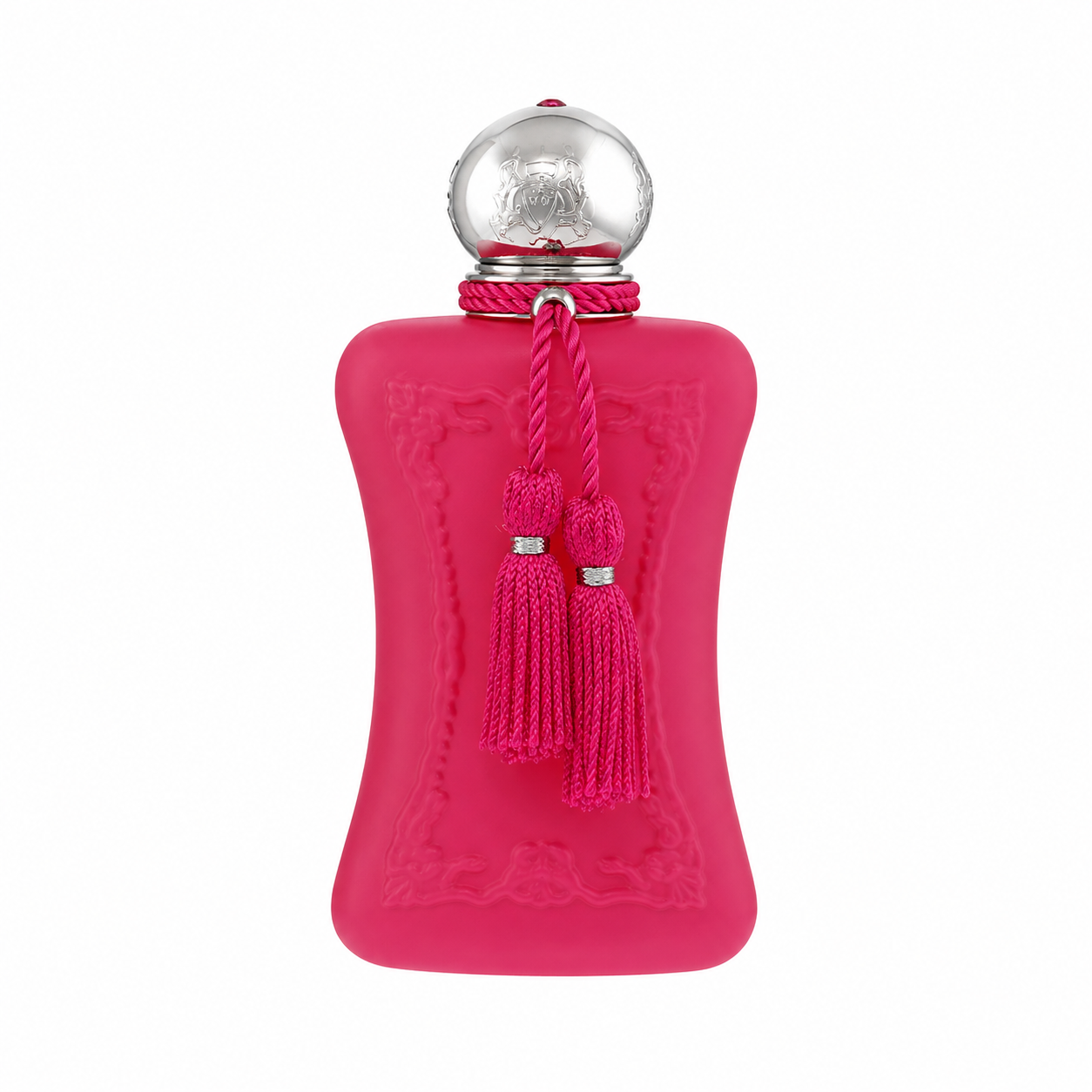 Parfums de Marly Oriana – playful fruity floral perfume in vibrant hot pink bottle with white tassel. 75ml
