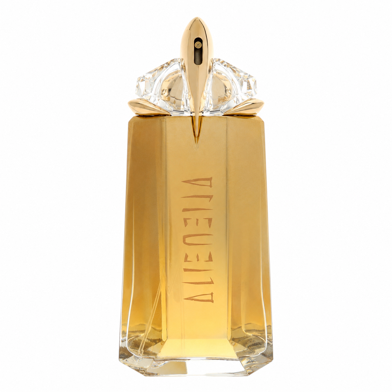 Mugler Alien Goddess – radiant coconut and jasmine scent in shimmering gold bottle with futuristic design. 90ml