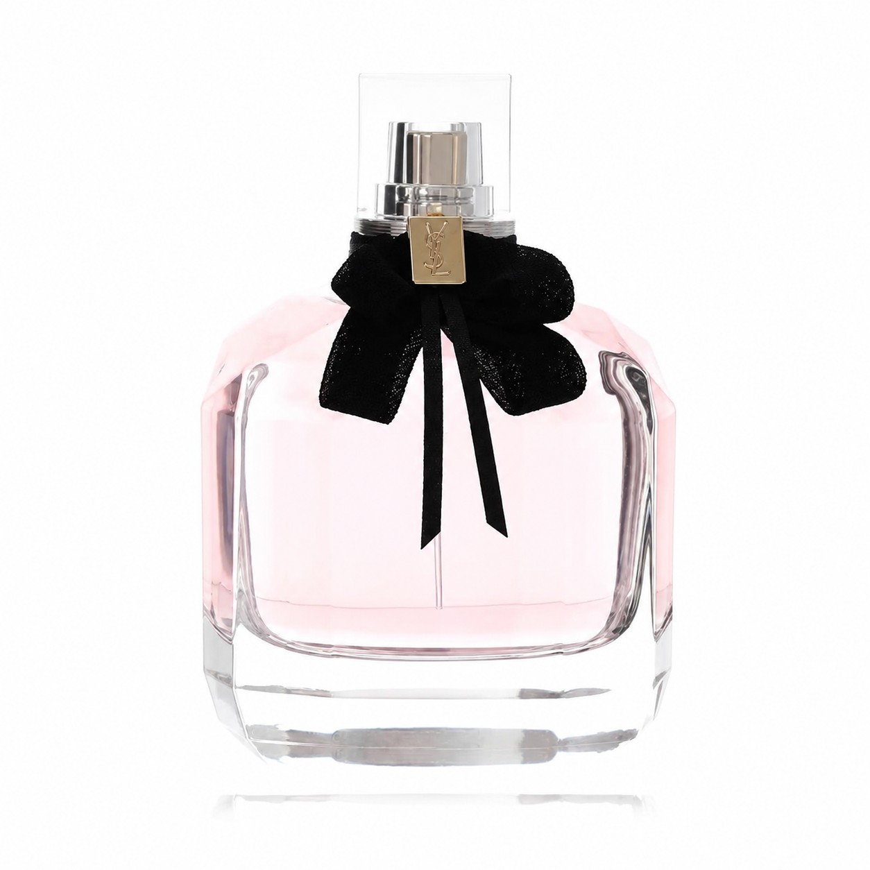 YSL Mon Paris – sweet fruity floral perfume in faceted pink glass bottle with black bow tie. 90ml