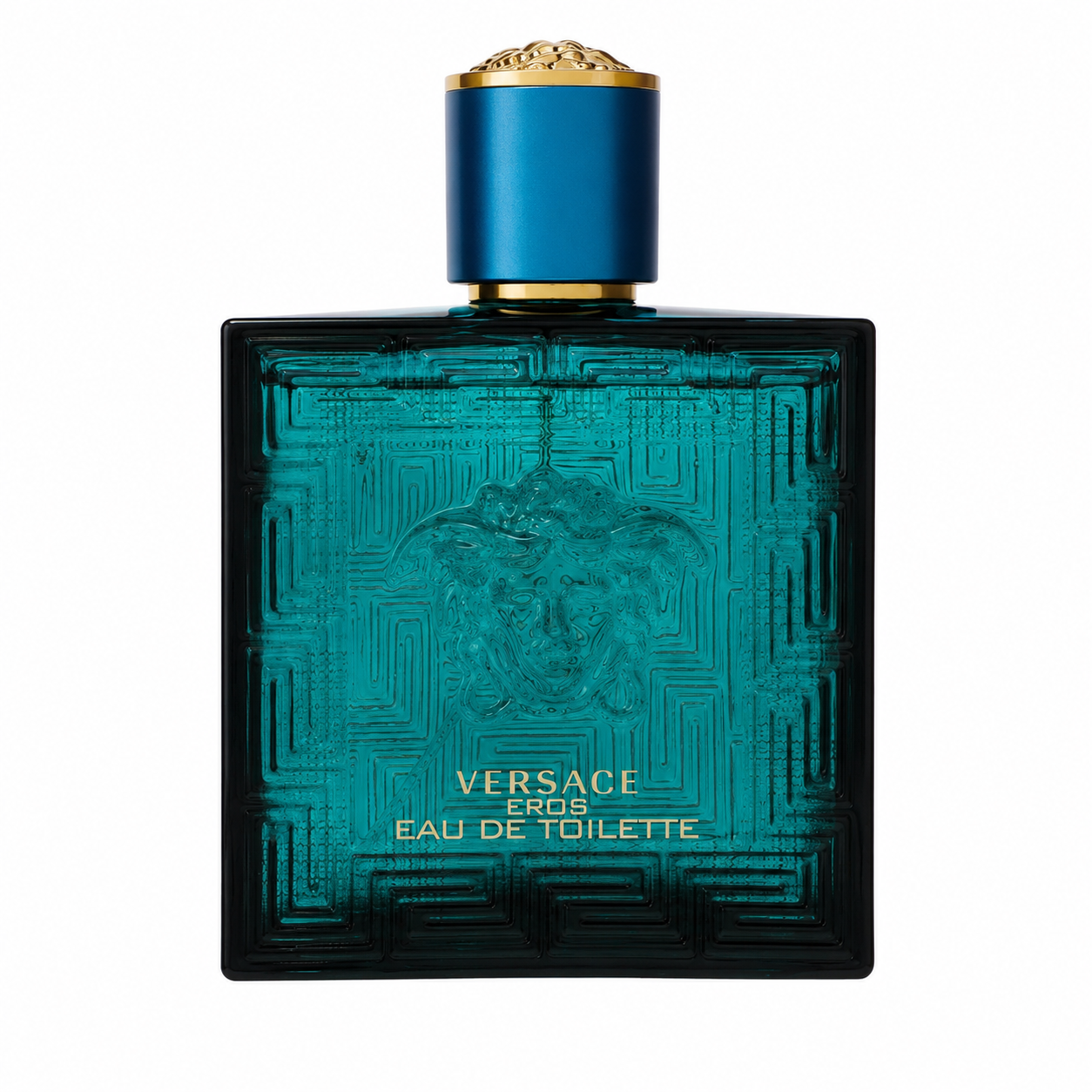 Versace Eros Eau de Toilette – bold minty woody cologne in vibrant turquoise bottle with Medusa emblem. 100ml 