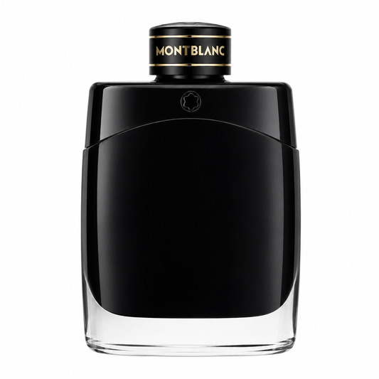Montblanc Legend Eau de Parfum – intense aromatic cologne in glossy black bottle with silver trim. 100ml