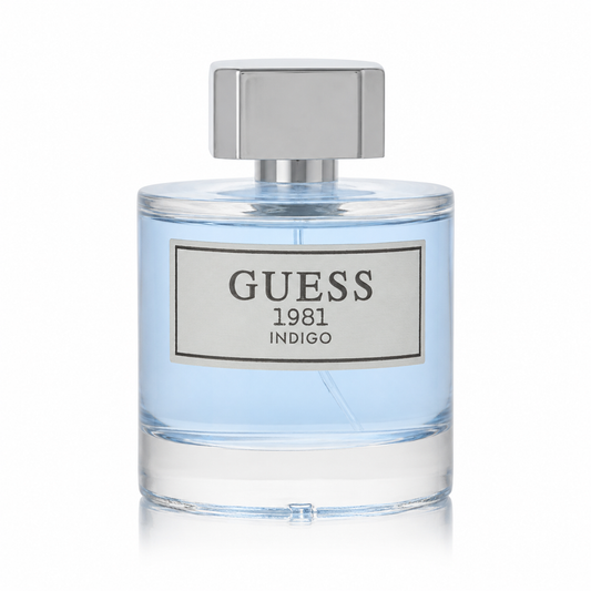 Guess 1981 Indigo perfume bottle on a white background 100ml
