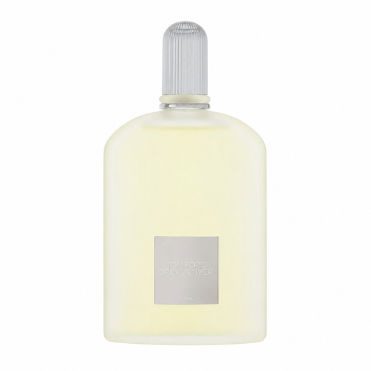 Tom Ford Grey Vetiver – clean woody aromatic cologne in frosted ribbed bottle with silver cap. 100ml