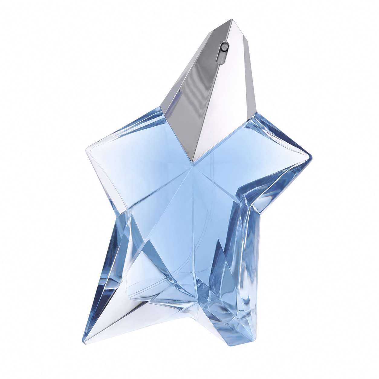 Mugler Angel – iconic sweet patchouli and praline fragrance in star-shaped blue glass bottle. 100ml Refillable