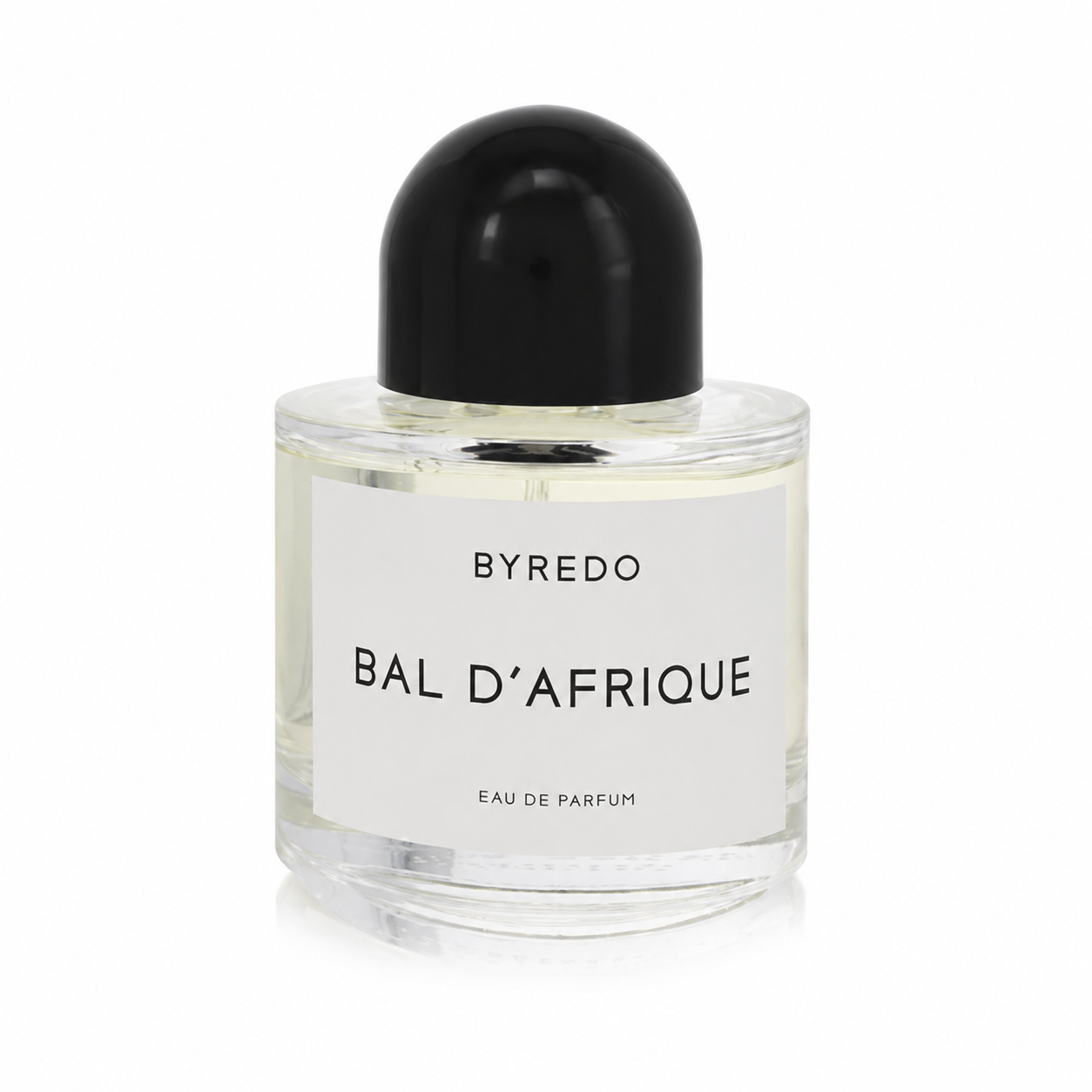 Byredo Bal d’Afrique – warm citrus woody fragrance in sleek clear bottle with bold black label 100ml