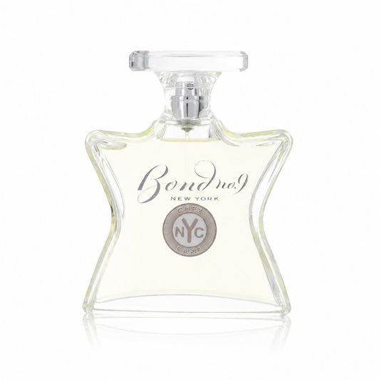 Bottle of Bond No. 9 Chez Bond Eau de Parfum with clean green and silver tones and a fresh city-inspired backdrop 100ml