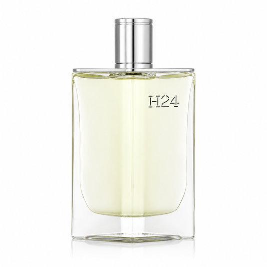 Hermès H24 – modern aromatic men’s cologne in sleek clear bottle with metallic accents. 100ml