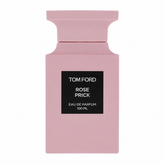 Tom Ford Rose Prick Eau de Parfum 100ml bottle in a matte dusty pink color with a black rectangular label on the front.