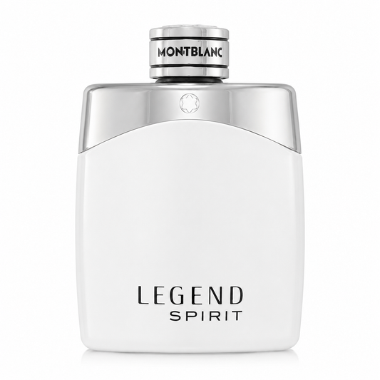 Montblanc Legend Spirit – crisp fresh woody scent in elegant white bottle with silver details. 100ml