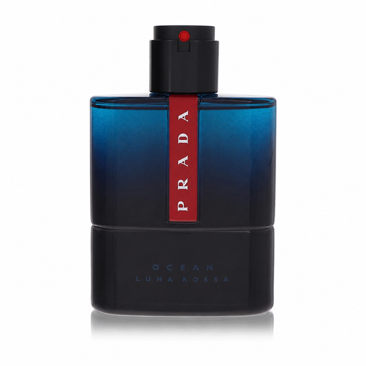 Prada Luna Rossa Ocean Eau de Toilette – vibrant oceanic cologne in blue and red bottle. 100ml
