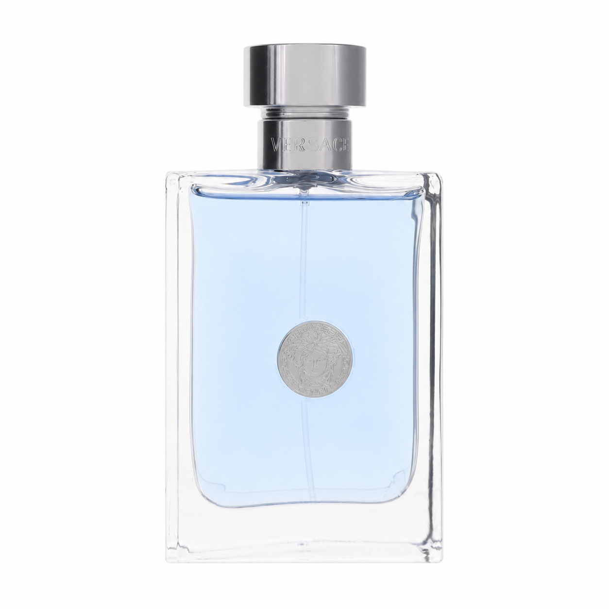 Versace Pour Homme – classic citrus aromatic scent in clear glass bottle with silver accents. 100ml