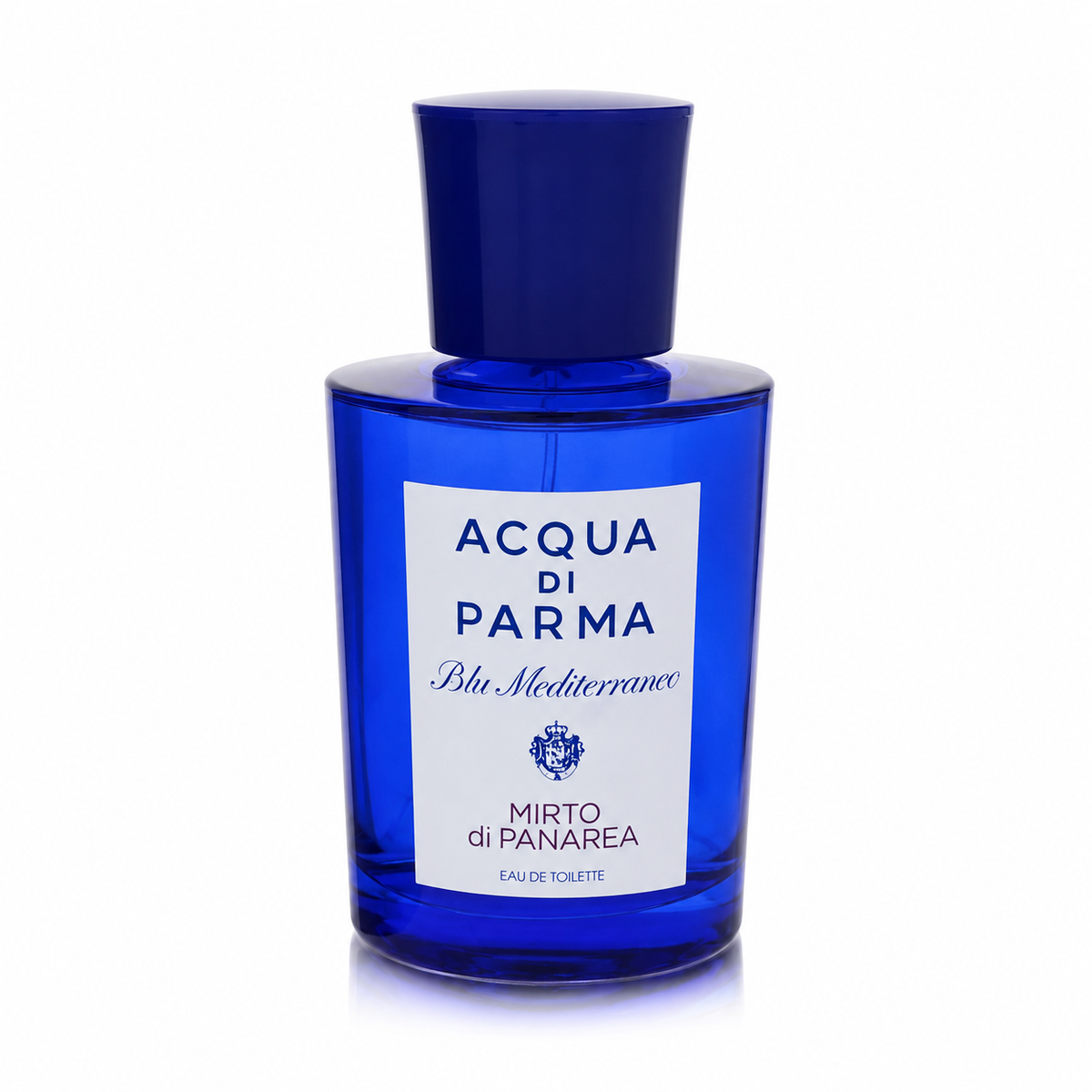 Acqua di Parma Blu Mediterraneo Mirto di Panarea – fresh aromatic fragrance in deep blue cylindrical bottle. 75ml