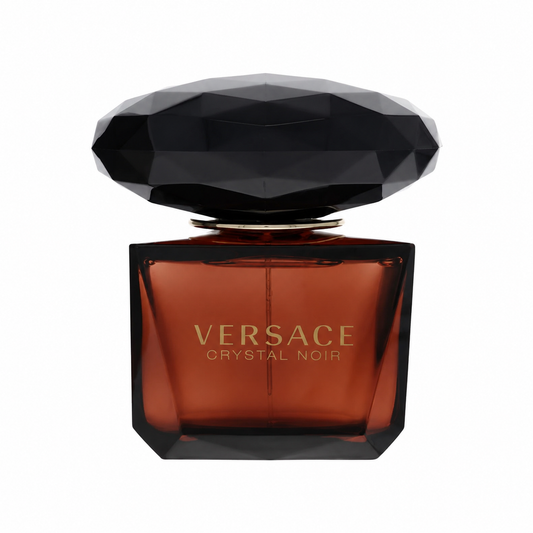 Versace Crystal Noir Eau de Toilette – lighter floral version in same dark jewel-cut bottle. 90ml