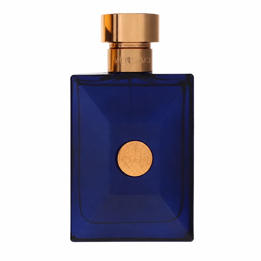 Versace Dylan Blue – modern fresh fougère fragrance in deep navy bottle with gold Medusa emblem. 100ml