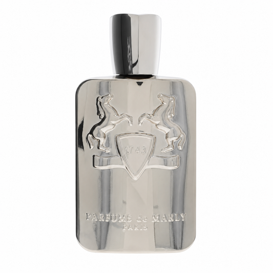 Parfums de Marly Pegasus – refined almond and vanilla fragrance in sleek metallic silver bottle. 125ml