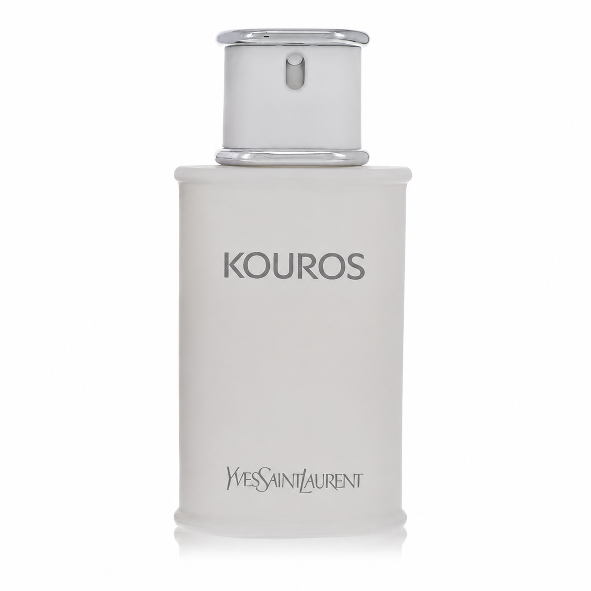 YSL Kouros – iconic masculine fougère fragrance in classic white column-style bottle. 100ml