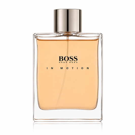BOSS In Motion perfume bottle on a white background 100ml