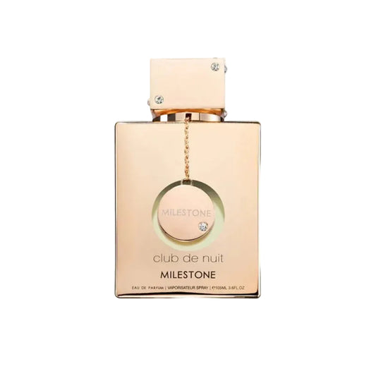 Armaf Club de Nuit Milestone – luxurious unisex aquatic fragrance in gold bottle with round cap. 106ml