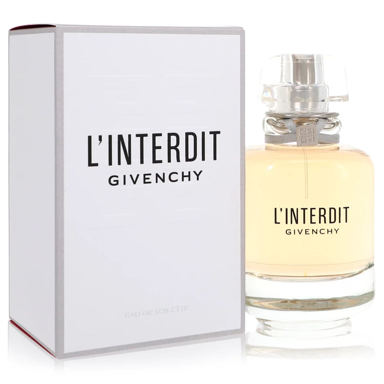 Givenchy L’Interdit – bold white floral fragrance for women in elegant clear bottle with black ribbon. 80ml