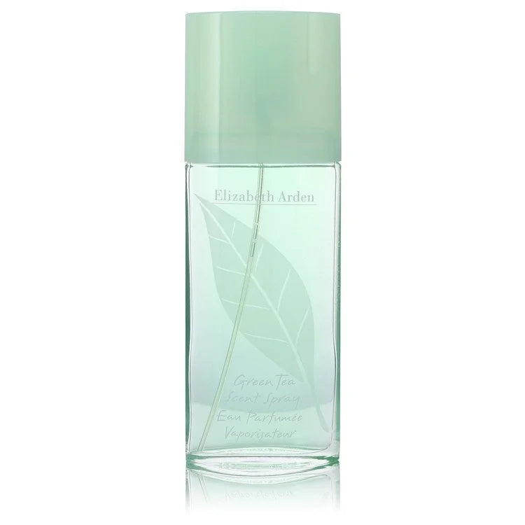 Green bottle of Elizabeth Arden Green Tea perfume on a white background 100ml