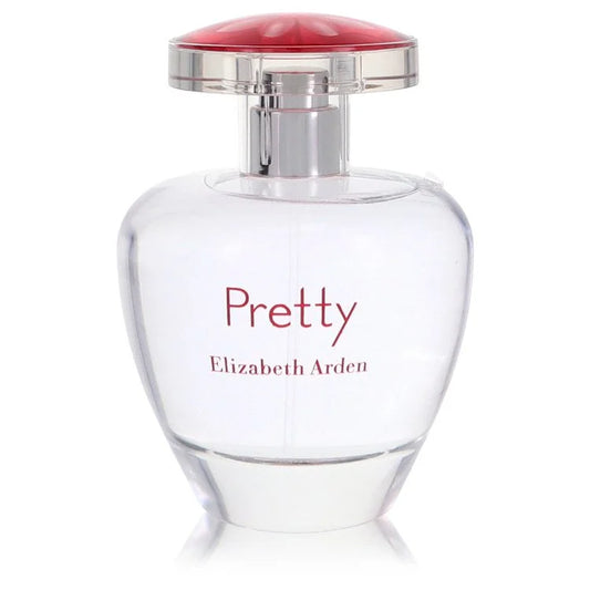 Elizabeth Arden Pretty Eau de Parfum perfume bottle with red cap on a white background 100ml