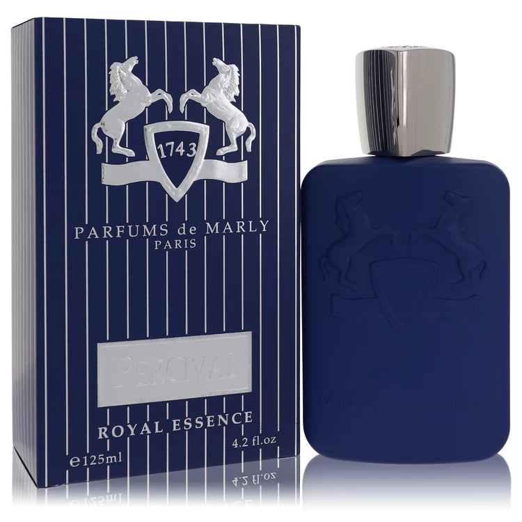 Parfums de Marly Percival – fresh aromatic cologne in bright blue bottle with silver detailing. 125ml