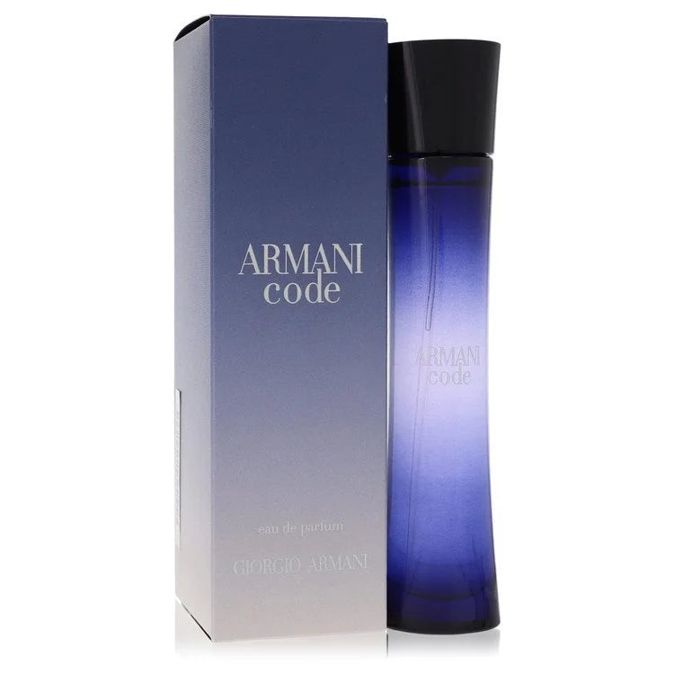 Armani Code for Her – sensual floral oriental fragrance in elegant deep blue bottle. 50ml