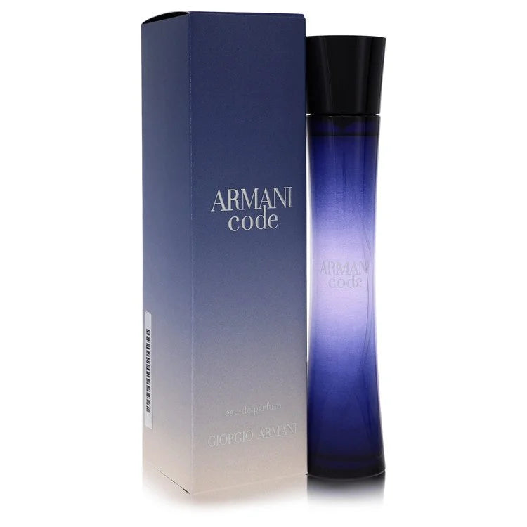 Armani Code for Her – sensual floral oriental fragrance in elegant deep blue bottle. 75ml