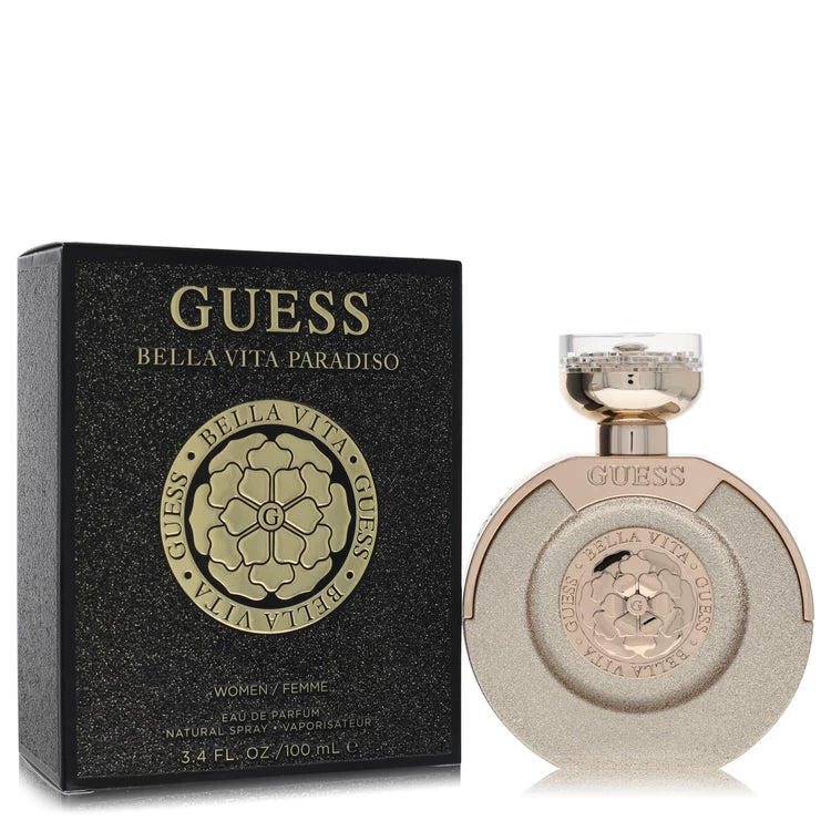Guess Bella Vita Paradiso perfume bottle and packaging on a white background 100ml