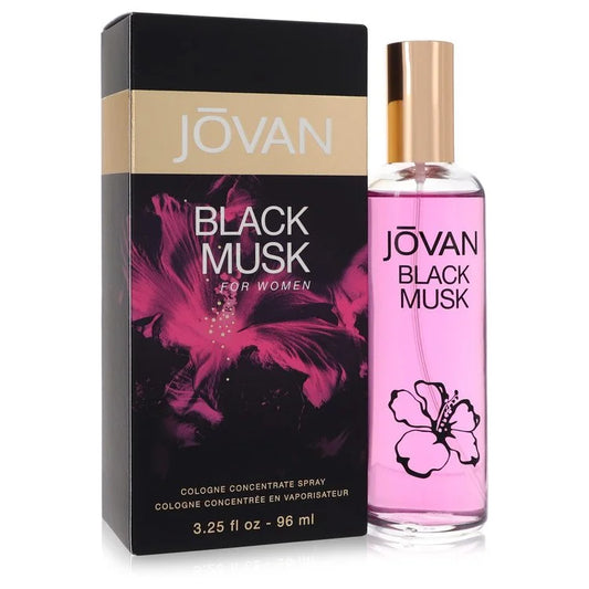Jovan Black Musk cologne bottle and packaging on a white background 96ml
