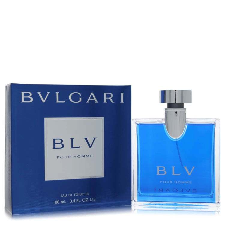 Bulgari BLV pour Homme perfume bottle and packaging on a white background 100ml
