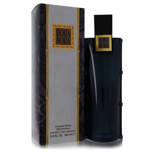 Bottle of Bora Bora for Men Eau de Cologne with oceanic blue and tropical green background 100ml