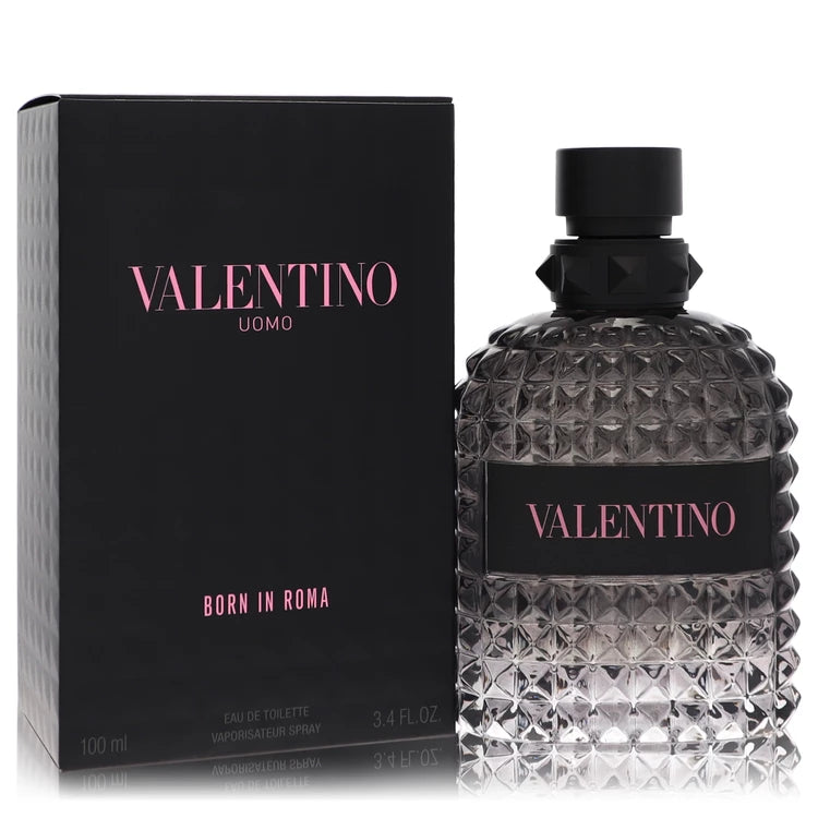 Valentino Uomo perfume bottle and packaging on a white background
