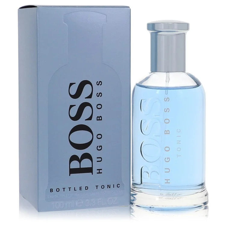 Hugo Boss Bottled Tonic perfume bottle and packaging on a white background 100ml