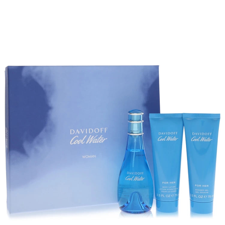 Davidoff Cool Water Women Gift Set with 100ml Eau de Toilette Spray, 75ml Body Lotion, and 75ml Shower Gel at Scent Haven