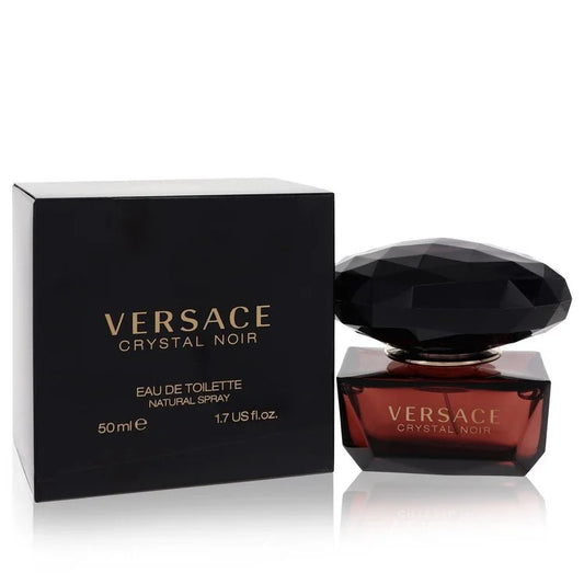 Versace Crystal Noir Eau de Toilette – lighter floral version in same dark jewel-cut bottle. 50ml