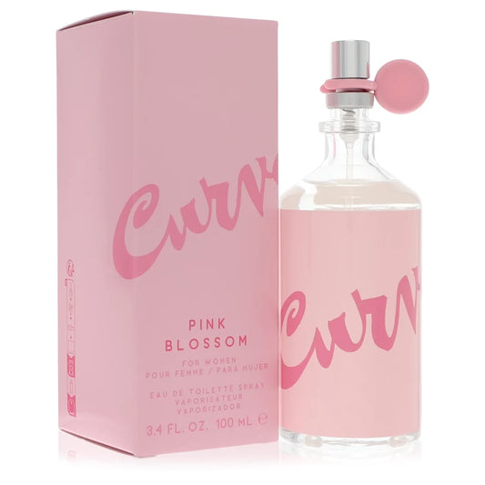 Curves Pink Blossom perfume bottle and packaging on a white background 100ml