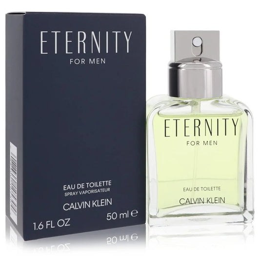 Calvin Klein Eternity for Men – classic aromatic fougère cologne in clear bottle with silver cap. 50ml