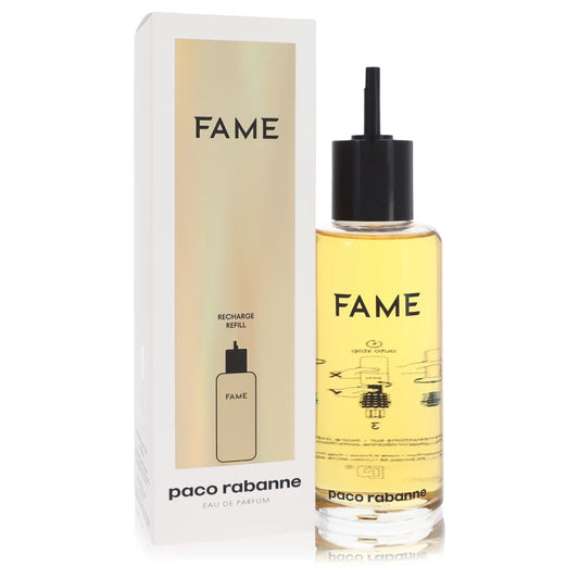 Paco Rabanne Fame Eau de Parfum – playful creamy floral fragrance in gold robot-inspired bottle. 200ml refill